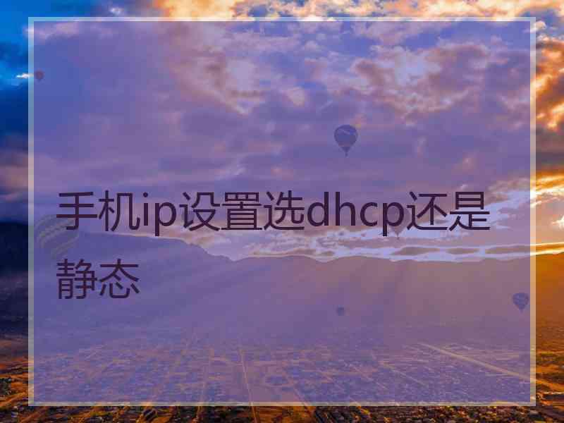 手机ip设置选dhcp还是静态