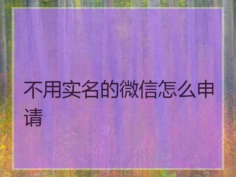 不用实名的微信怎么申请