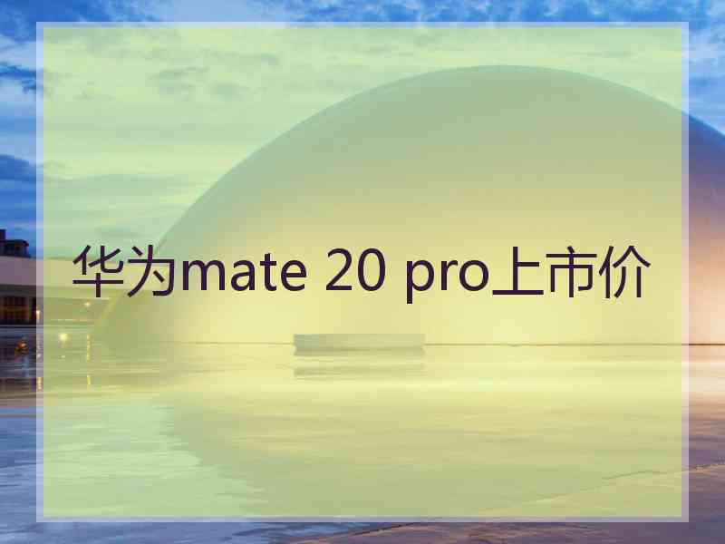 华为mate 20 pro上市价