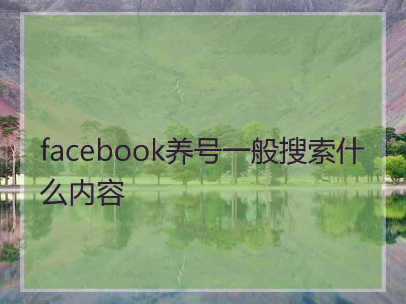 facebook养号一般搜索什么内容