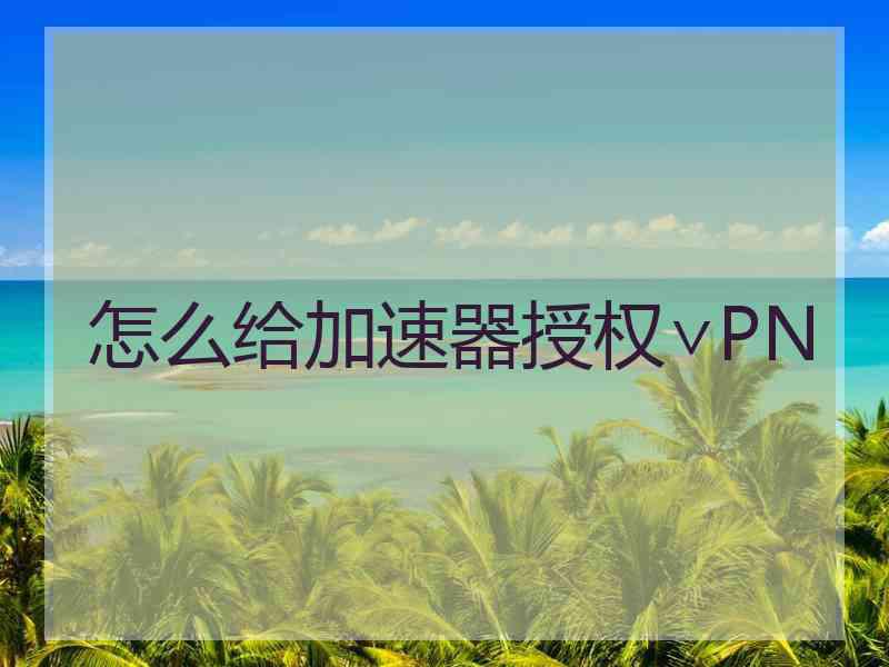 怎么给加速器授权∨PN