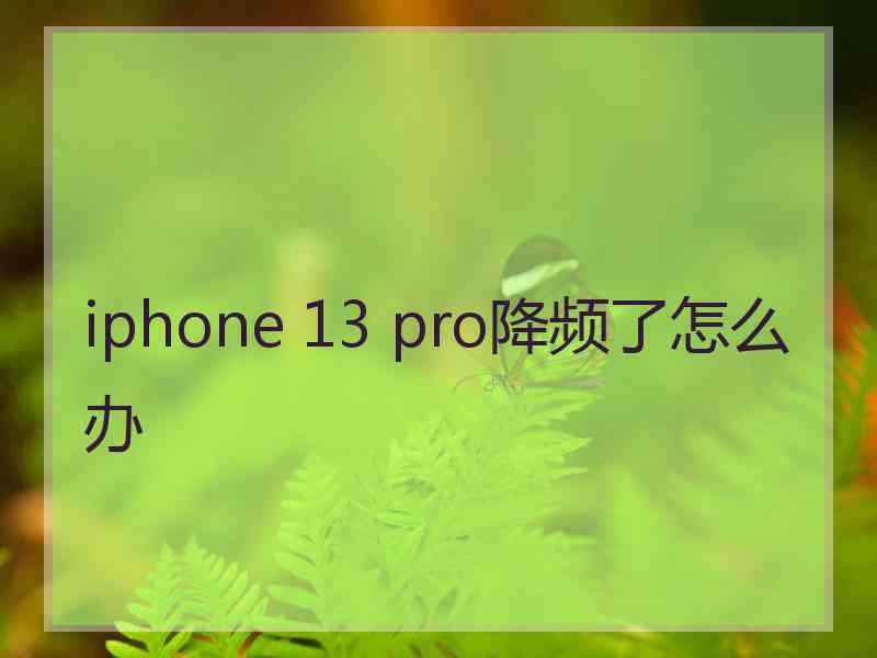 iphone 13 pro降频了怎么办