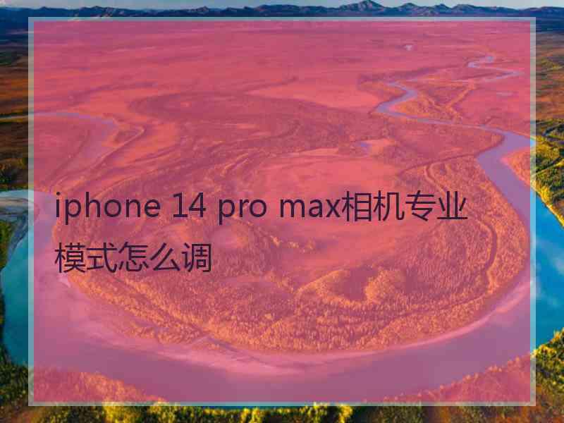 iphone 14 pro max相机专业模式怎么调