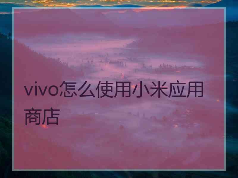 vivo怎么使用小米应用商店