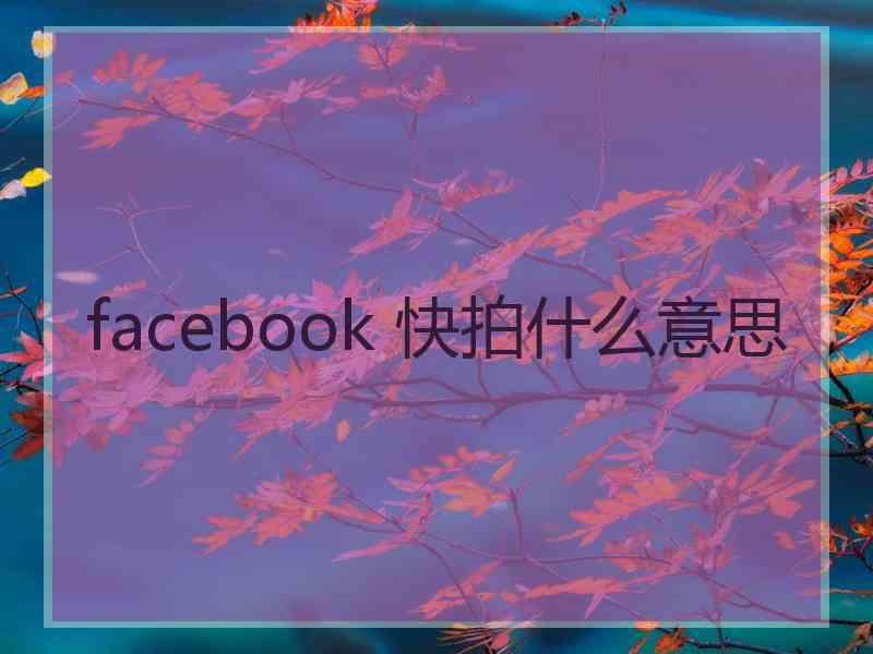 facebook 快拍什么意思