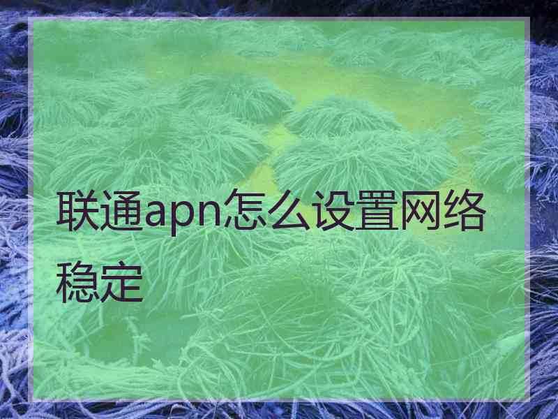 联通apn怎么设置网络稳定