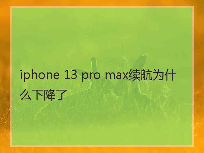 iphone 13 pro max续航为什么下降了