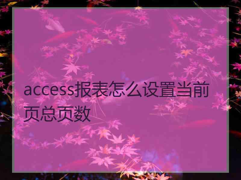 access报表怎么设置当前页总页数