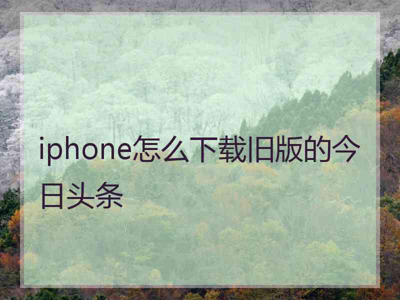 iphone怎么下载旧版的今日头条