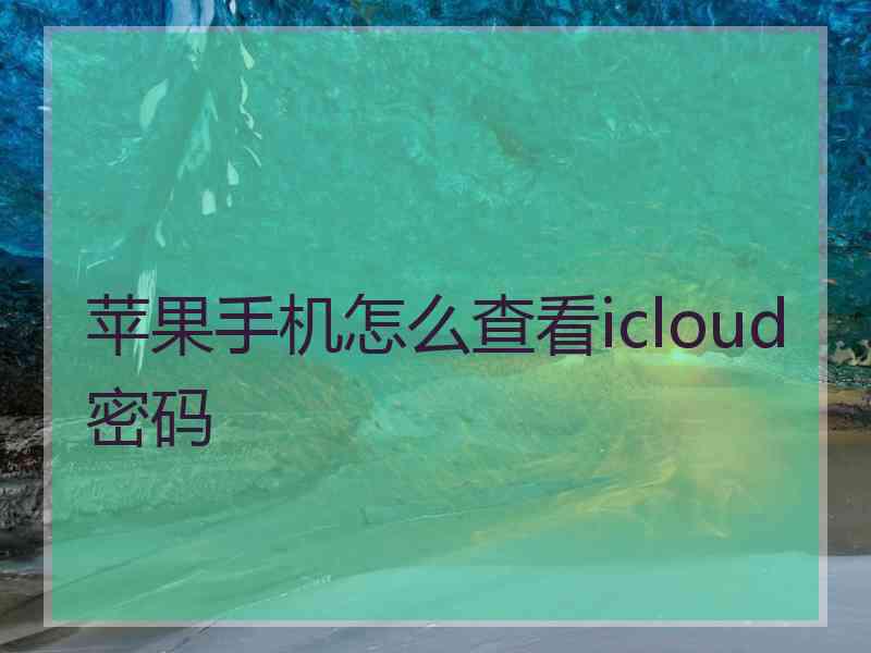 苹果手机怎么查看icloud密码