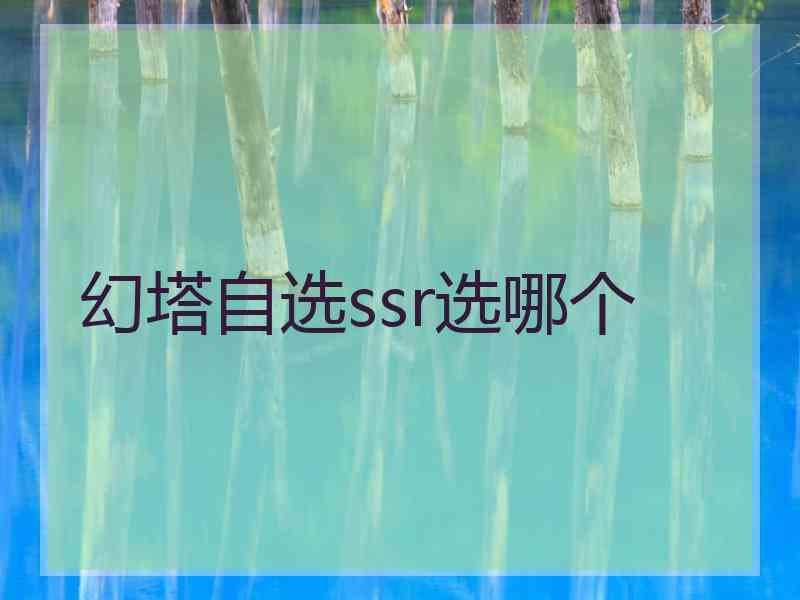 幻塔自选ssr选哪个