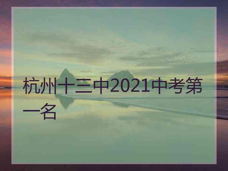 杭州十三中2021中考第一名