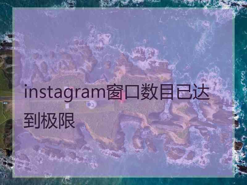 instagram窗口数目已达到极限