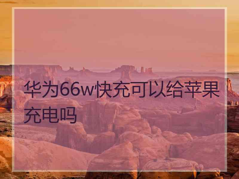 华为66w快充可以给苹果充电吗