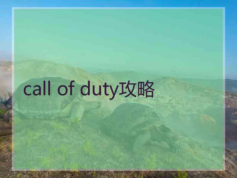 call of duty攻略