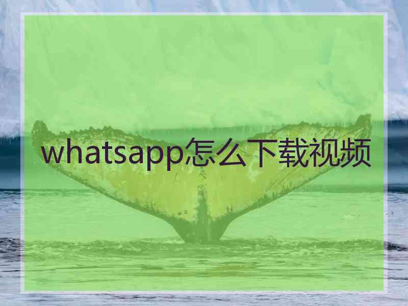 whatsapp怎么下载视频