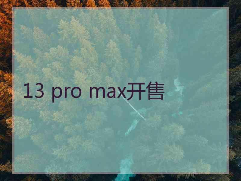 13 pro max开售