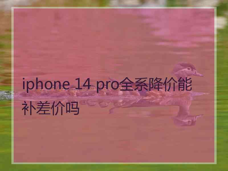 iphone 14 pro全系降价能补差价吗