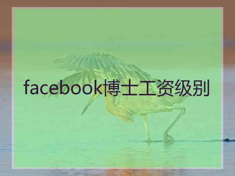 facebook博士工资级别