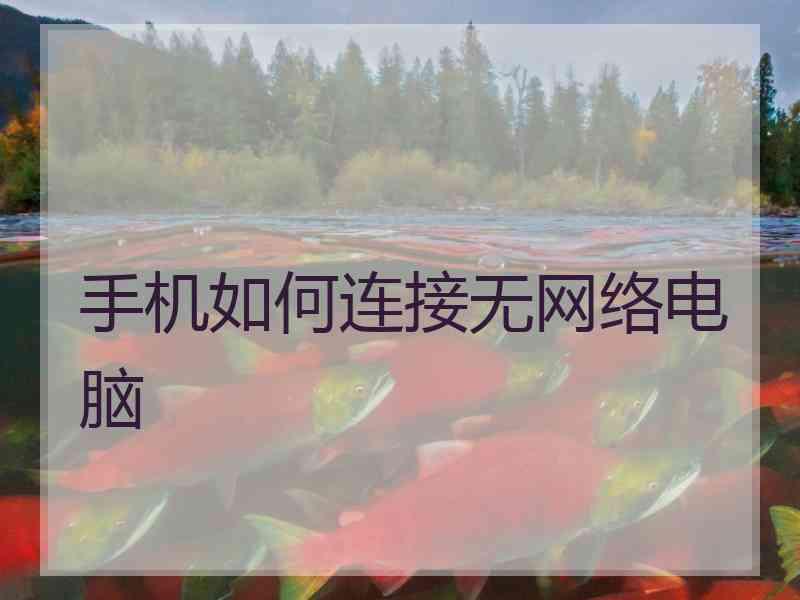 手机如何连接无网络电脑