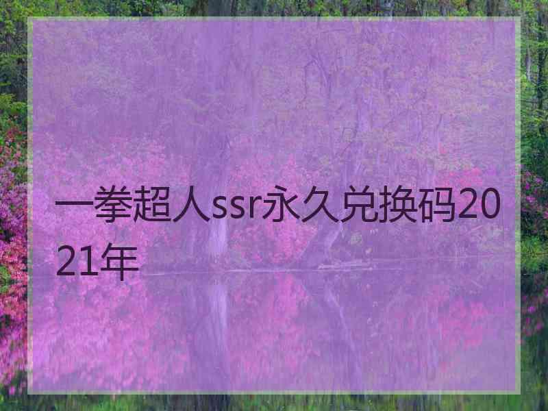 一拳超人ssr永久兑换码2021年