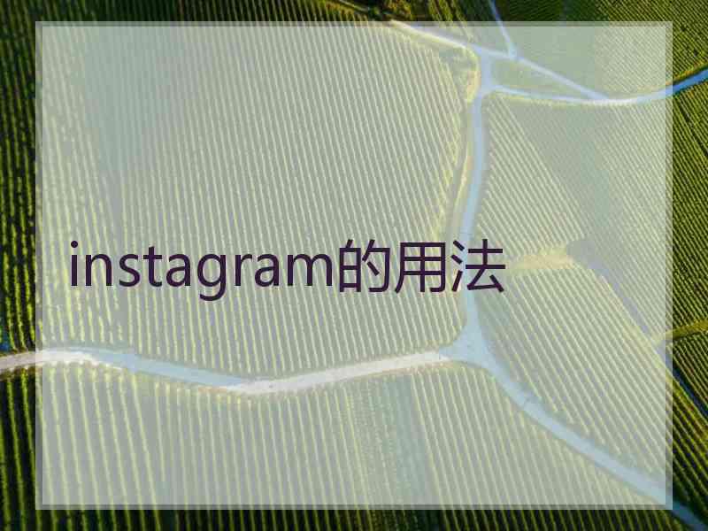 instagram的用法