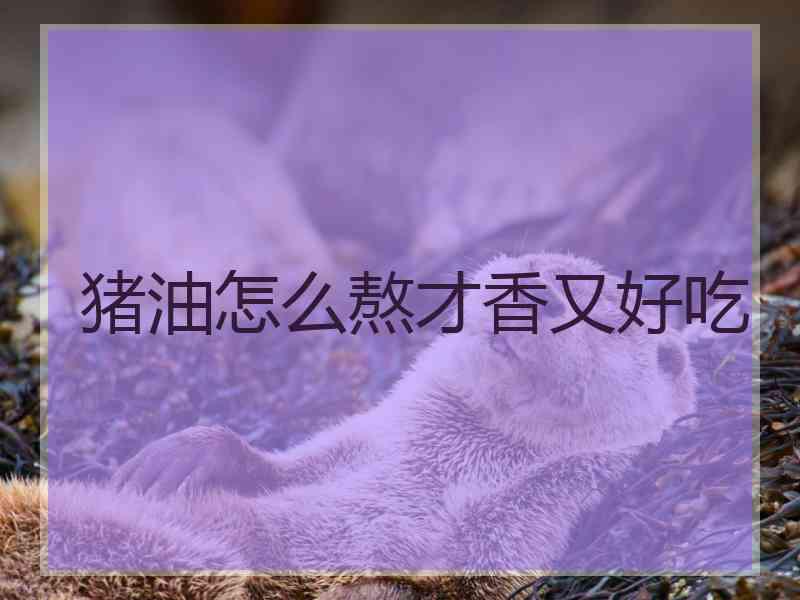 猪油怎么熬才香又好吃