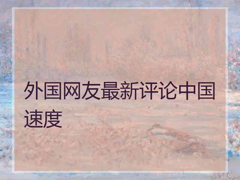 外国网友最新评论中国速度