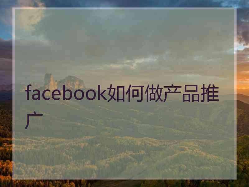 facebook如何做产品推广