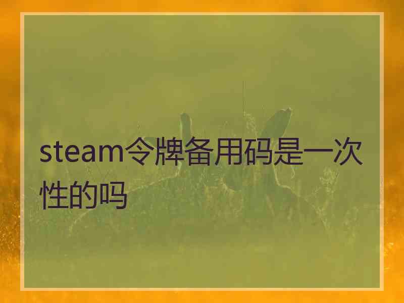 steam令牌备用码是一次性的吗