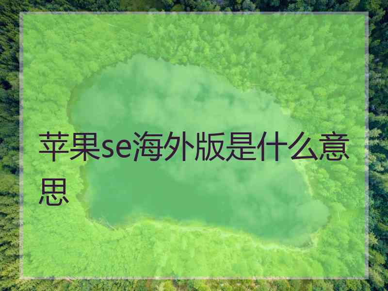 苹果se海外版是什么意思