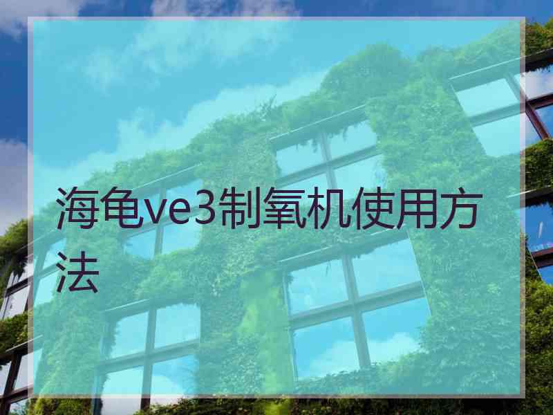 海龟ve3制氧机使用方法