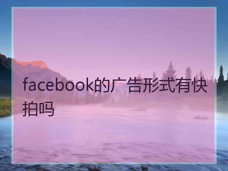 facebook的广告形式有快拍吗