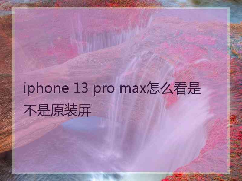 iphone 13 pro max怎么看是不是原装屏