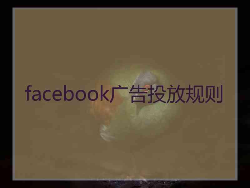 facebook广告投放规则