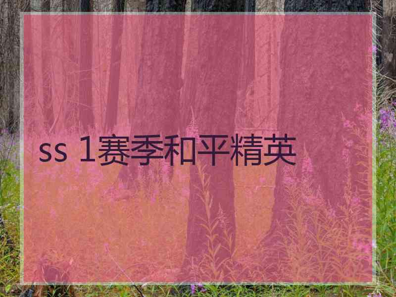 ss 1赛季和平精英