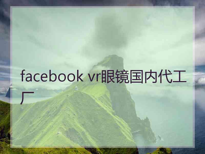 facebook vr眼镜国内代工厂