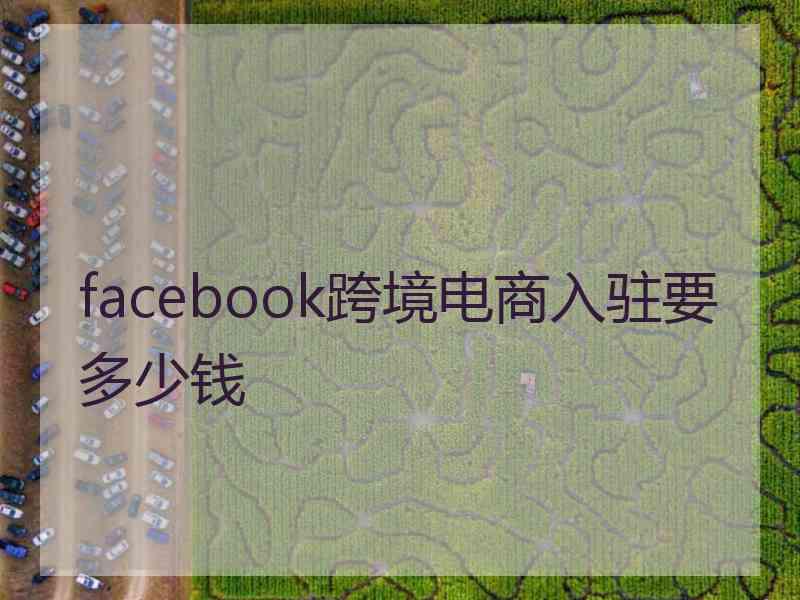 facebook跨境电商入驻要多少钱