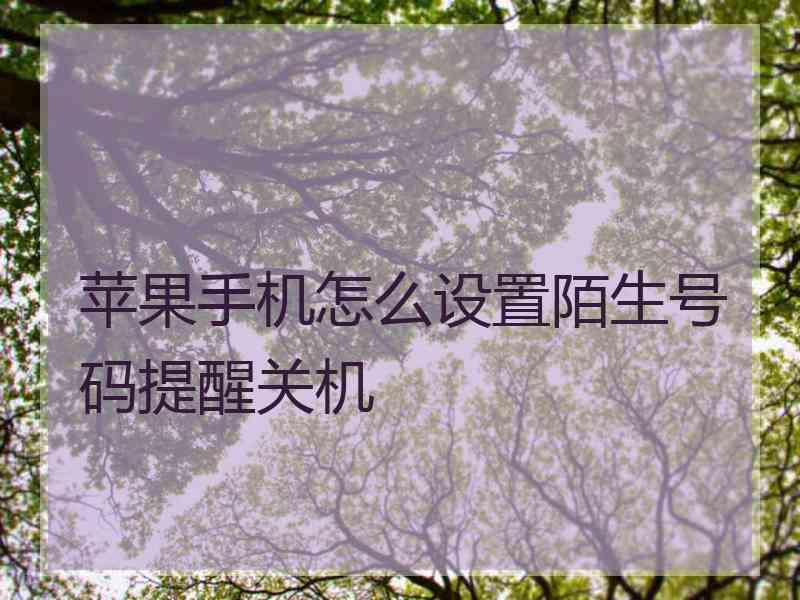 苹果手机怎么设置陌生号码提醒关机