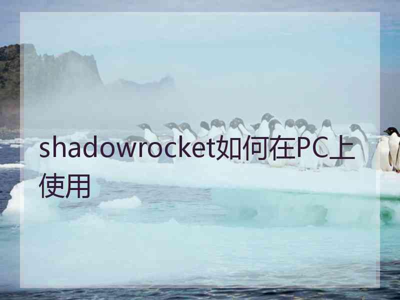 shadowrocket如何在PC上使用