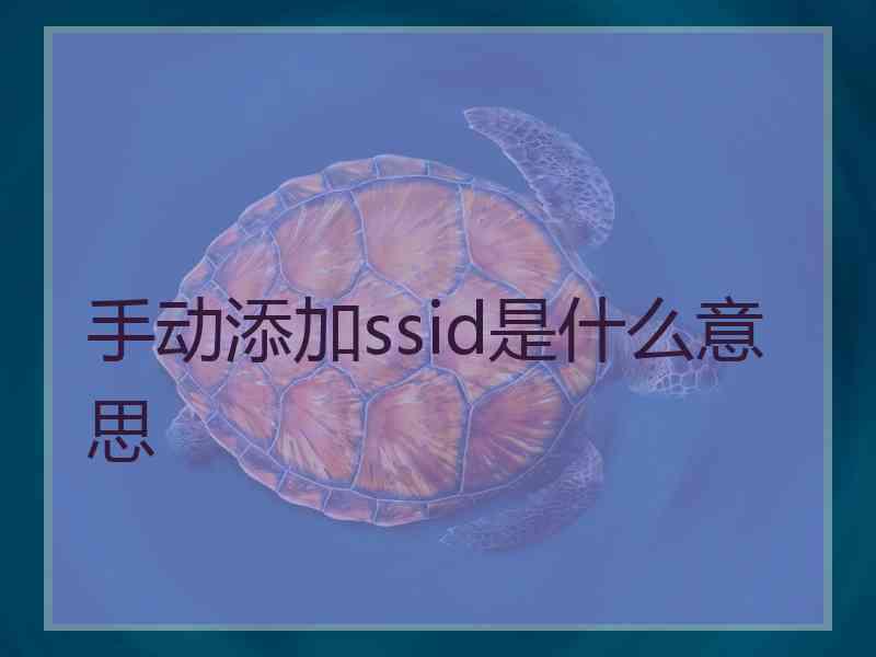 手动添加ssid是什么意思