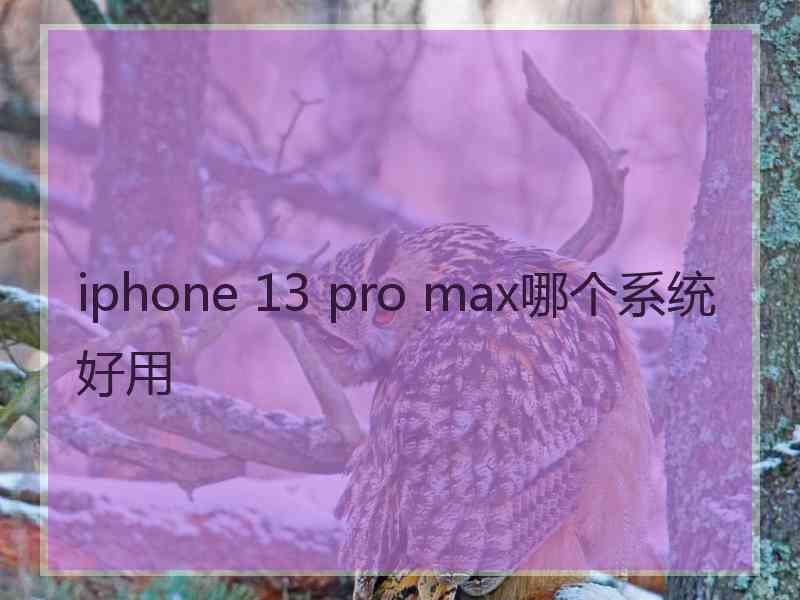 iphone 13 pro max哪个系统好用