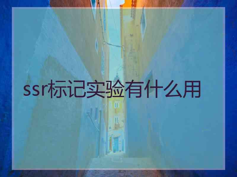 ssr标记实验有什么用