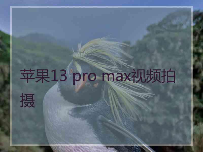 苹果13 pro max视频拍摄