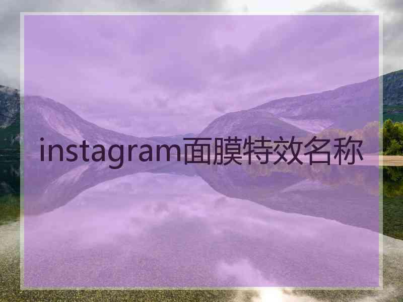 instagram面膜特效名称