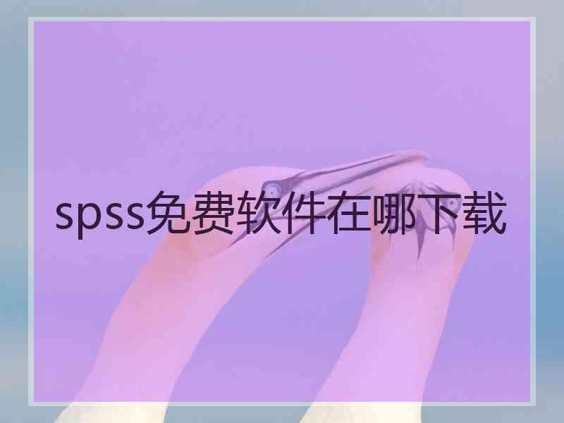 spss免费软件在哪下载