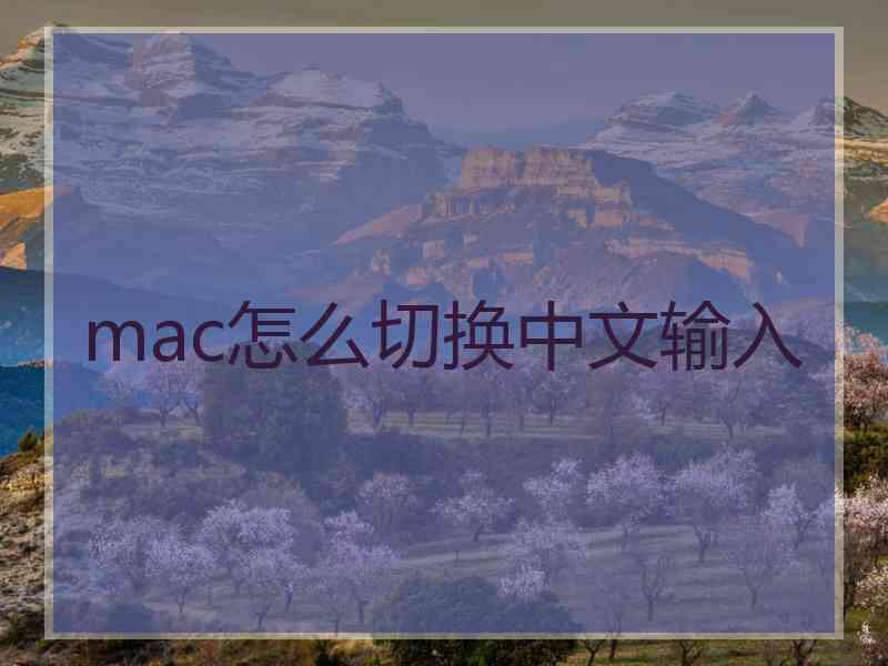 mac怎么切换中文输入