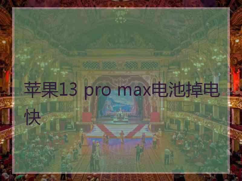 苹果13 pro max电池掉电快