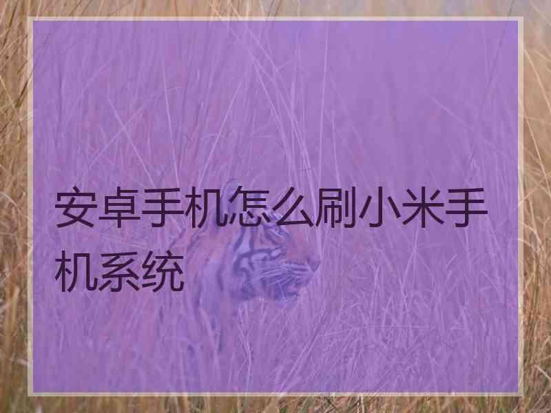 安卓手机怎么刷小米手机系统