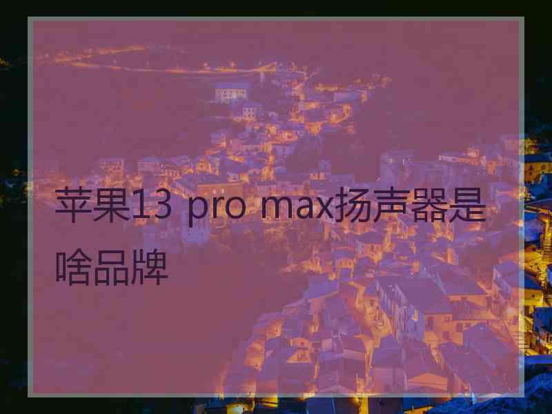 苹果13 pro max扬声器是啥品牌